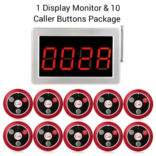 Wireless Call System Monitor - 10 Users Package - Hotel Bar + Restaurant Waiters & customers Service