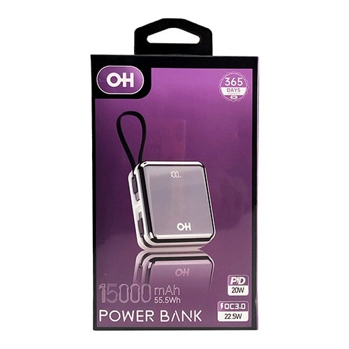 Led Digital Display Portable Power Bank - 15000mah - White