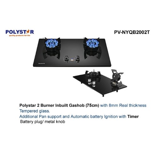 Polystar 2 Burner Inbuilt Gas Hob - 900m