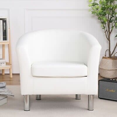 Bucket Chair - Single Seaters Sofa Tub - Armchair - White