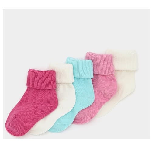 Baby Girls 5-Pack Fold Over Socks