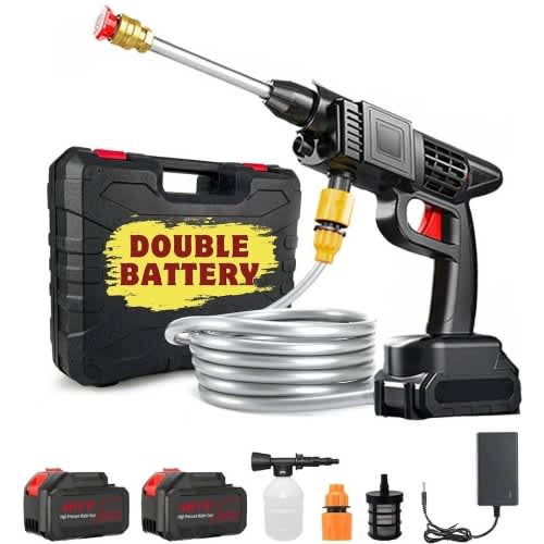 Double Battery Rechargeable High Pressure Car Washer Water Spray Gun - 48v
