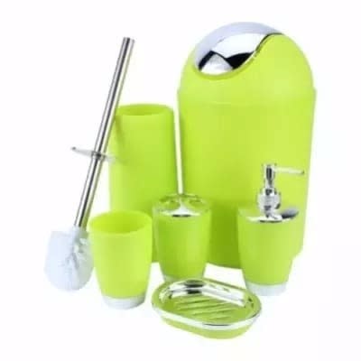 Six Piece Bathroom And Toilet Accessories Set- Green