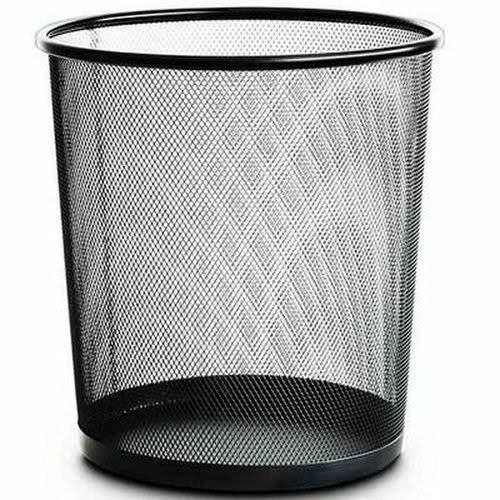 Black Wire Mesh Paper Waste Basket - Medium