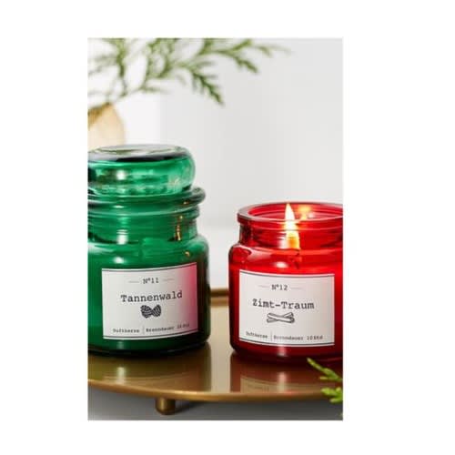 Classic Jar Candle Glass -2Piece - Red & Green