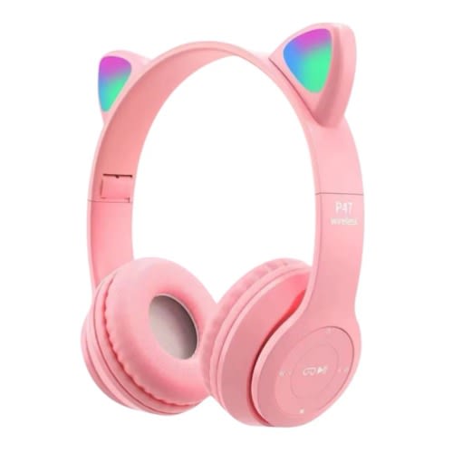 P47M Led Light Cat Ear Wireless Headphones With Mic