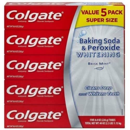 Colgate Baking Soda And Peroxide Whitening Toothpaste - 5 Pk X 1.13kg