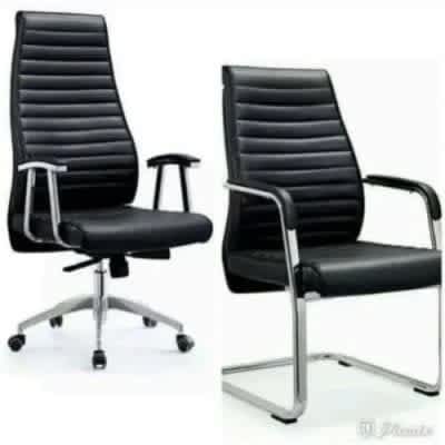 4ft Standard Office Table With Executive Office Chair & Visitor's Chair - 2 Pcs