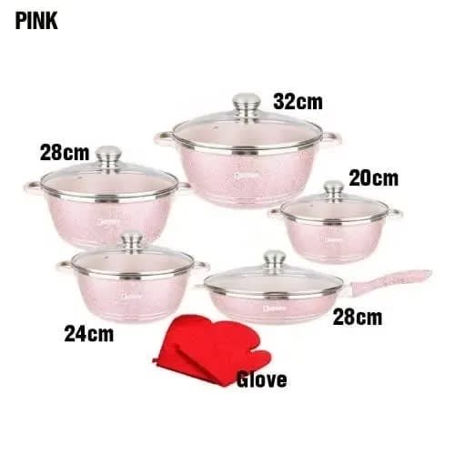 Non-stick Granite Cookware Set + Glove - 12pcs