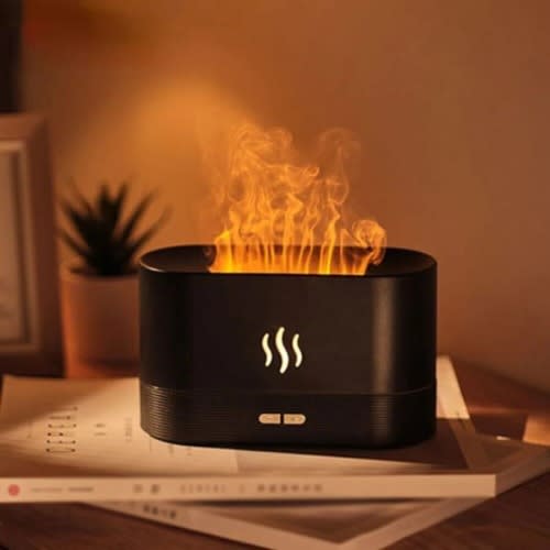 Flame Humidifier & Diffuser Usb Home Simulation Air Aroma Ultrasonic Oil 3d Light - 180ml