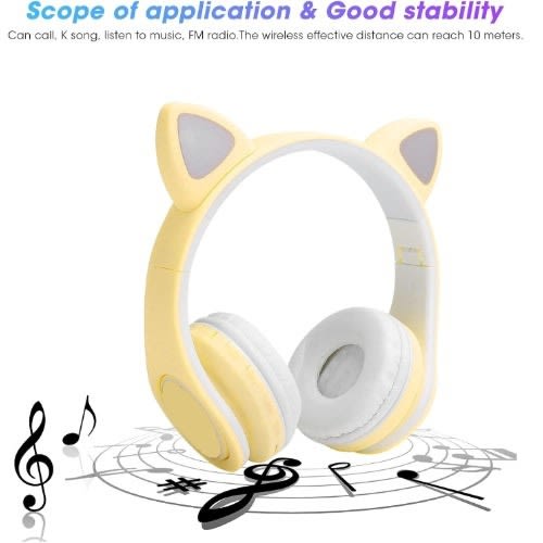 P47m Cat Ear Wireless Bluetooth Headphones For Kids & Adults