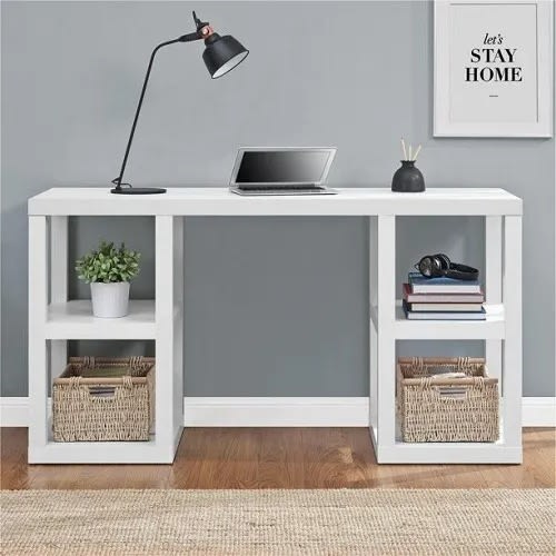 Double Pedestal Parsons Desk - White
