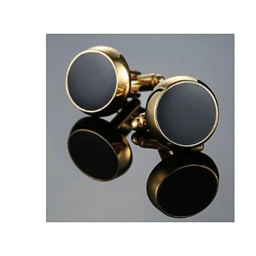 Round Top Cufflinks - Black And Gold