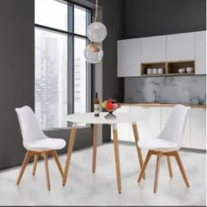 Round Dining Table With 2 Padded Chairs