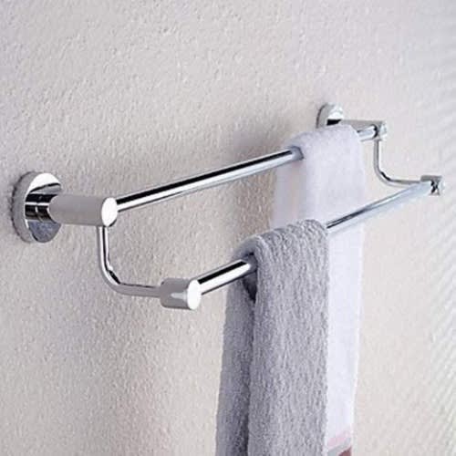 Double Rail Stainless Steel Towel Bar Hanger - 60cm