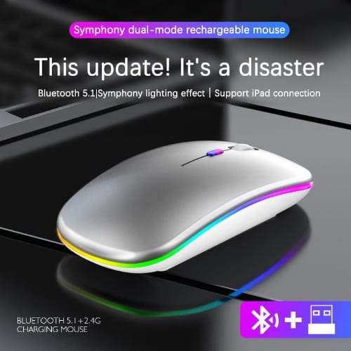 Wireless Bluetooth Mouse - slim Rechargeable Mute / portable Usb2.4g Bluetooth5.1 For Laptop