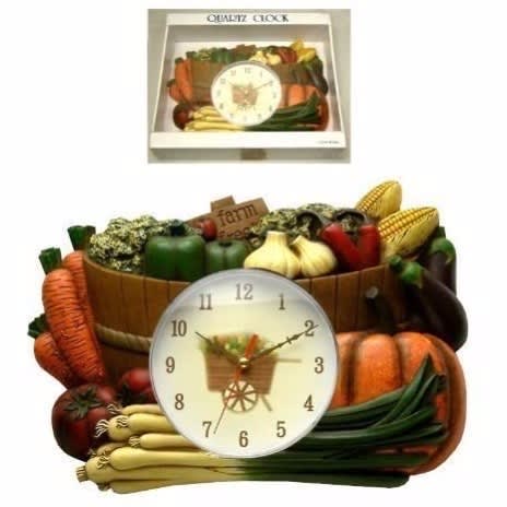 EW Vegetable Basket Design Wall Clock + Free Gift