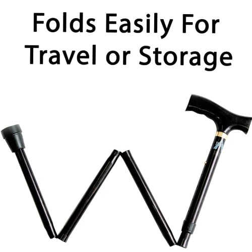 Foldable Walking Stick - Black