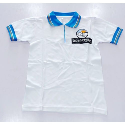 Boys White Polo With Blue Collar