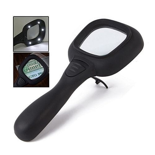 Hand Held Optical Grade Magnifying Glass With 6 Led Lights