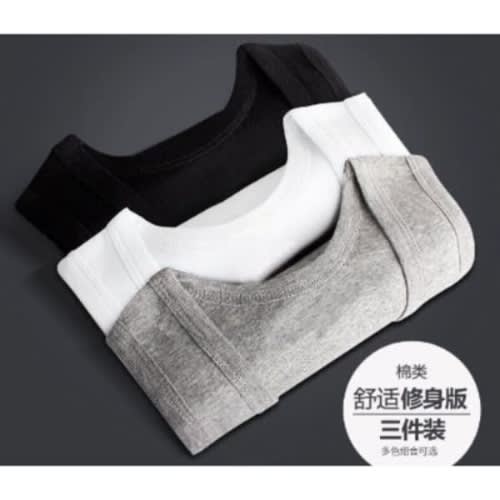 Men's Singlet -  3-in-1  - Black - White And Grey