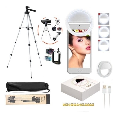 3110 Four Footed Tripod Stand For Camera With Selfie Ring Light