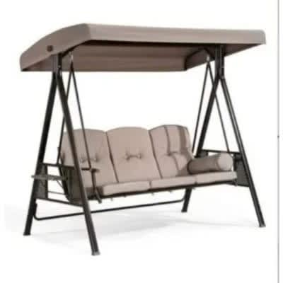 Outdoor Canopy Swing With Steel Frame - 3 Seater