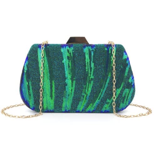 Ladies Sequin Clutch Bag - Green