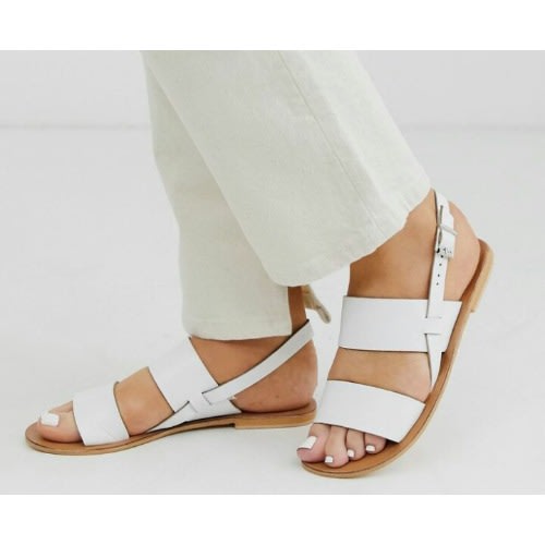 White Female Leather Sandals