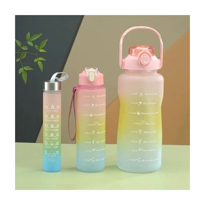 3in1 Large Motivational Water Bottle For Children And Adult