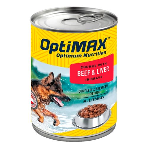 Optimax Dog Canned Food - Beef & Liver  - 415g X 12 Cans