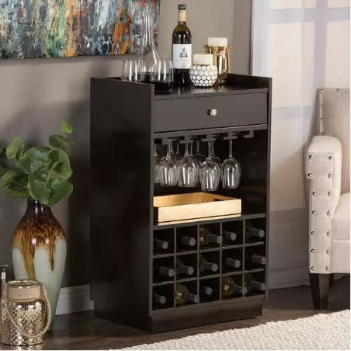 Contemporary Bar And Wine Cabinet - Brown