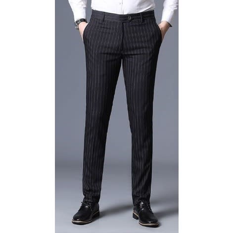Men's Black Striped Trouser
