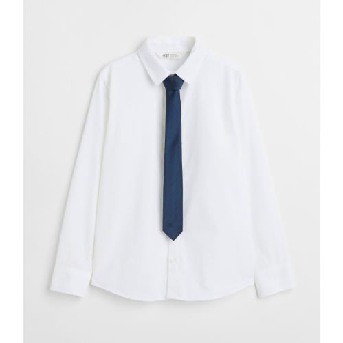 Kid's Formal Shirt With Matching Tie - White