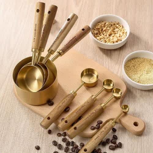 8pcs Gold-plated Stainless Steel Measuring Cup/spoon