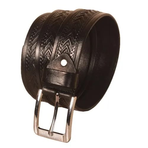 Leather Pattern Belt - Black