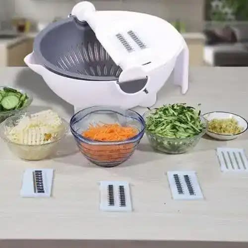 Rotate 9 In 1 Multi-function Vegetable Cutter With Drain Basket