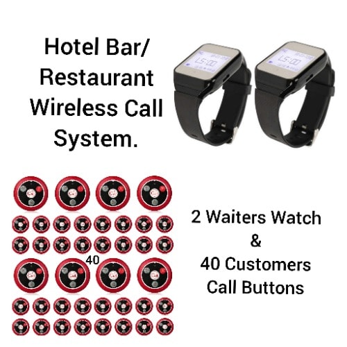 Hotel Restaurant/bar Waiters/customers Service Wireless Call System 40buttons/2watch Pack