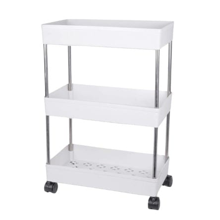 3 Tier Plastic Trolley Storage Racks Shelf with Wheels