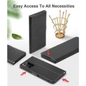 Leather Flip Cover Case For Samsung A70 - Black