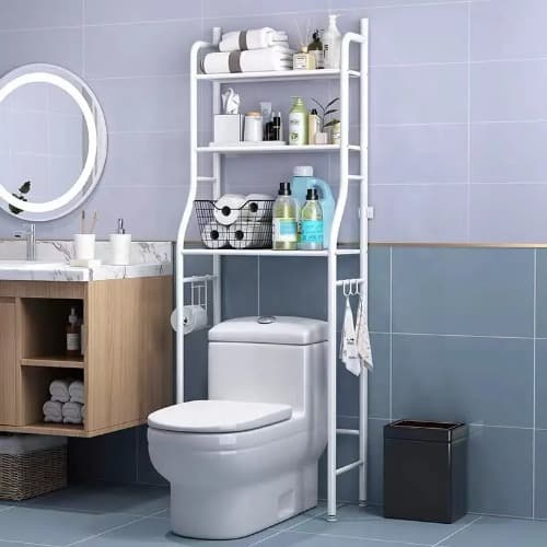 3 Tier Multipurpose Over The Toilet Rack And Bathroom Organizer - White