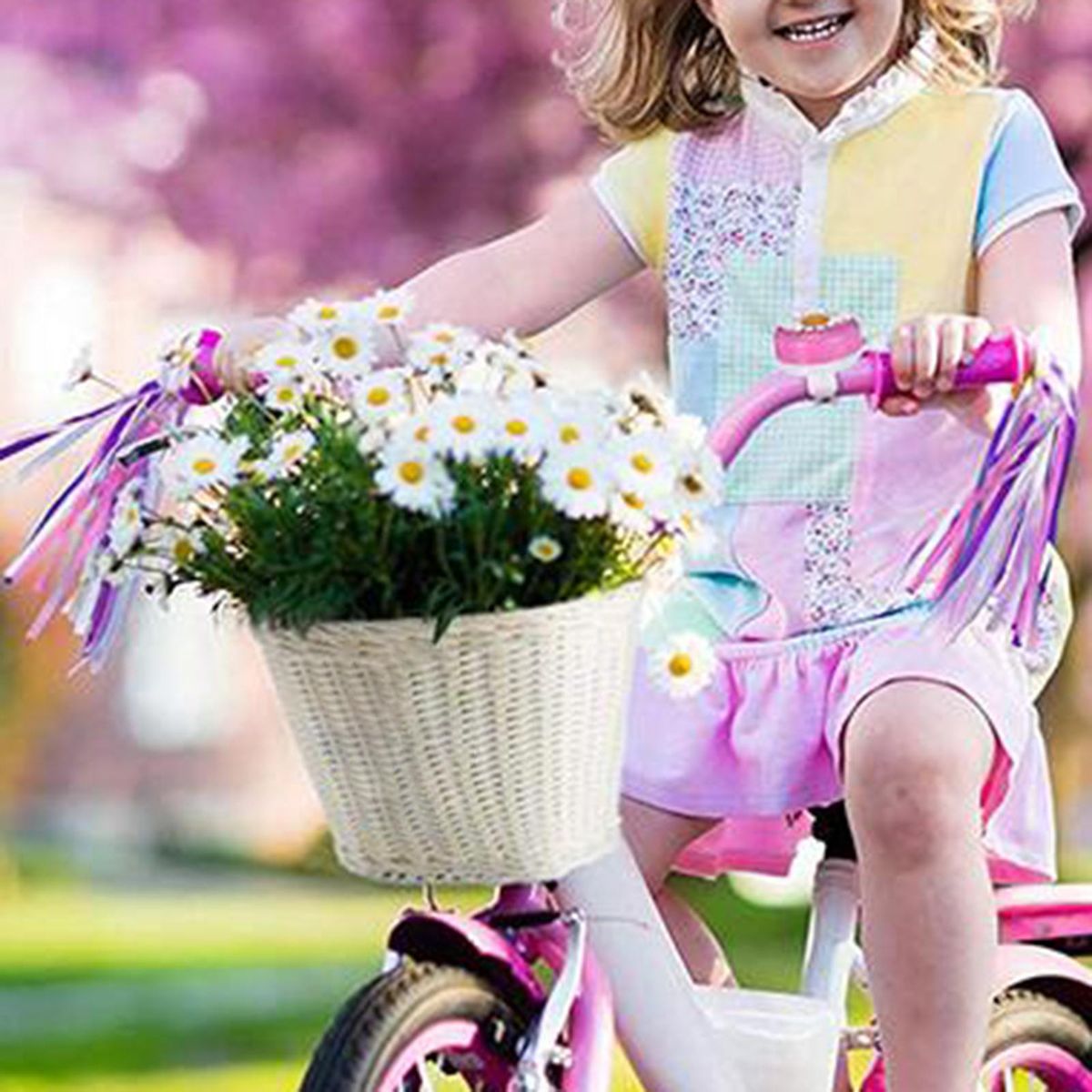 thumbnail image 2 of Kids Bike Basket With Bell - Handwoven Front Basket For Children's Bicycles & Scooters 2 of 10