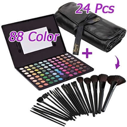 88 Colour EyeShadow Palette + 24pc Professional Makeup Brushes - Black