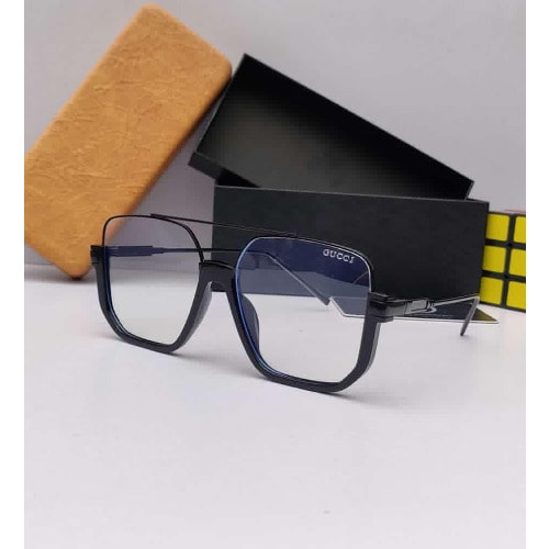 Double Bridge Sunglasses - Black Frame Transparent Lens