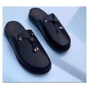 Men's Pimple Detailed Half Shoe - Leather - Black