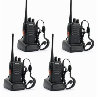 Two-way Radio Walkie Talkie - Uhf 5W 16ch With Earpiece - 4 Pcs - Bf-888s