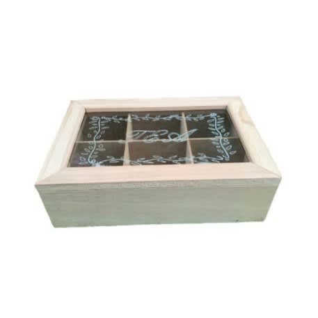 Exquisite Wooden Tea Box With Lid - 6 Slots