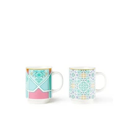 Morrocan Dream Ceramic Printed Mug Set - 2pcs - 35cl