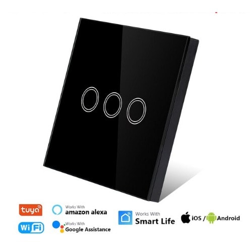 Smart Life - Smart Wifi Wall Switch - 3 Gang Black