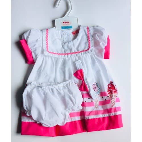 3pcs Cotton White Cape Baby Dress